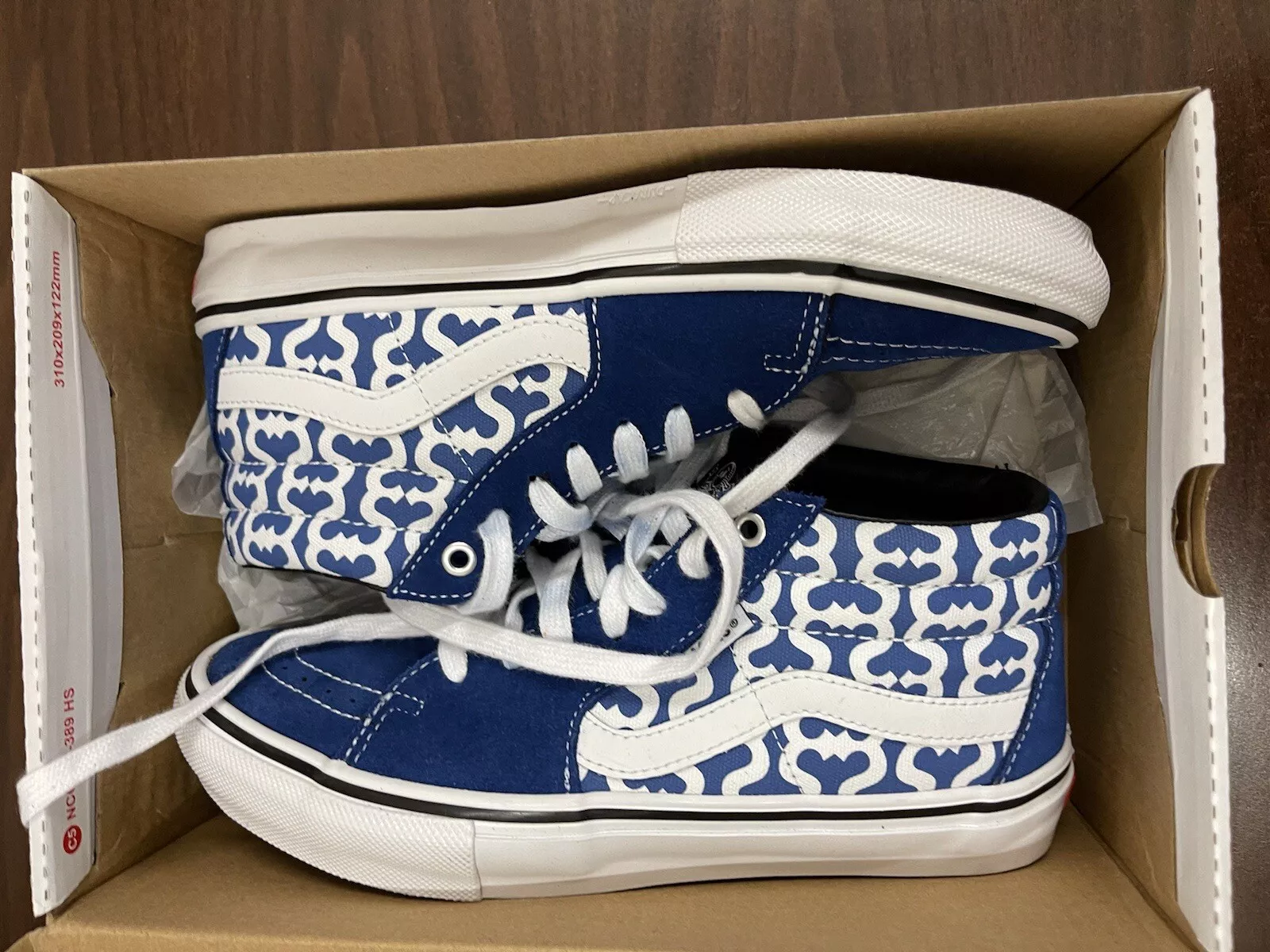 LOGO SUPREME X VANS MONOGRAM S SKATE GROSSO BLEU ROYAL MID TAILLE 8,5