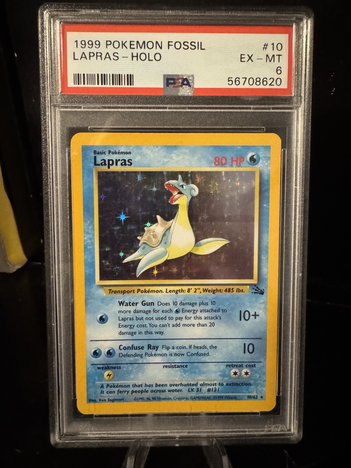 1999 Pokemon Fossil #10 Lapras-Holo Psa 6