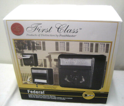 Locking Black & Nickel Metal House Mailbox Wall Mount Federal By PostMaster