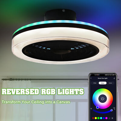 18'' Smart Ceiling Fan w/Bluetooth Speaker with Light Alexa Siri Google Assistant