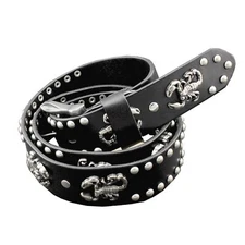 Heavy Metal Scorpion Studded Biker Hip Hop Genuine Leather Belt Mens Waistban...