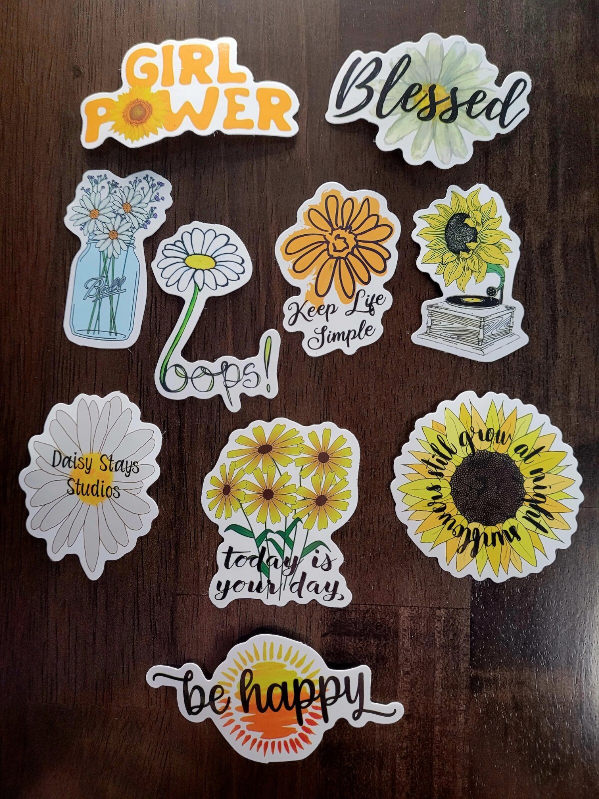 STICKERS x 10 Positive Reminder Inspiration Sunflowers Be Happy Blessed 32B4
