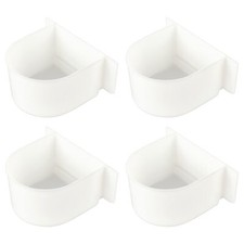 4 Pcs Parrot Cage Replacement Food and Water Cup White Bird Feeders Winged Un...
