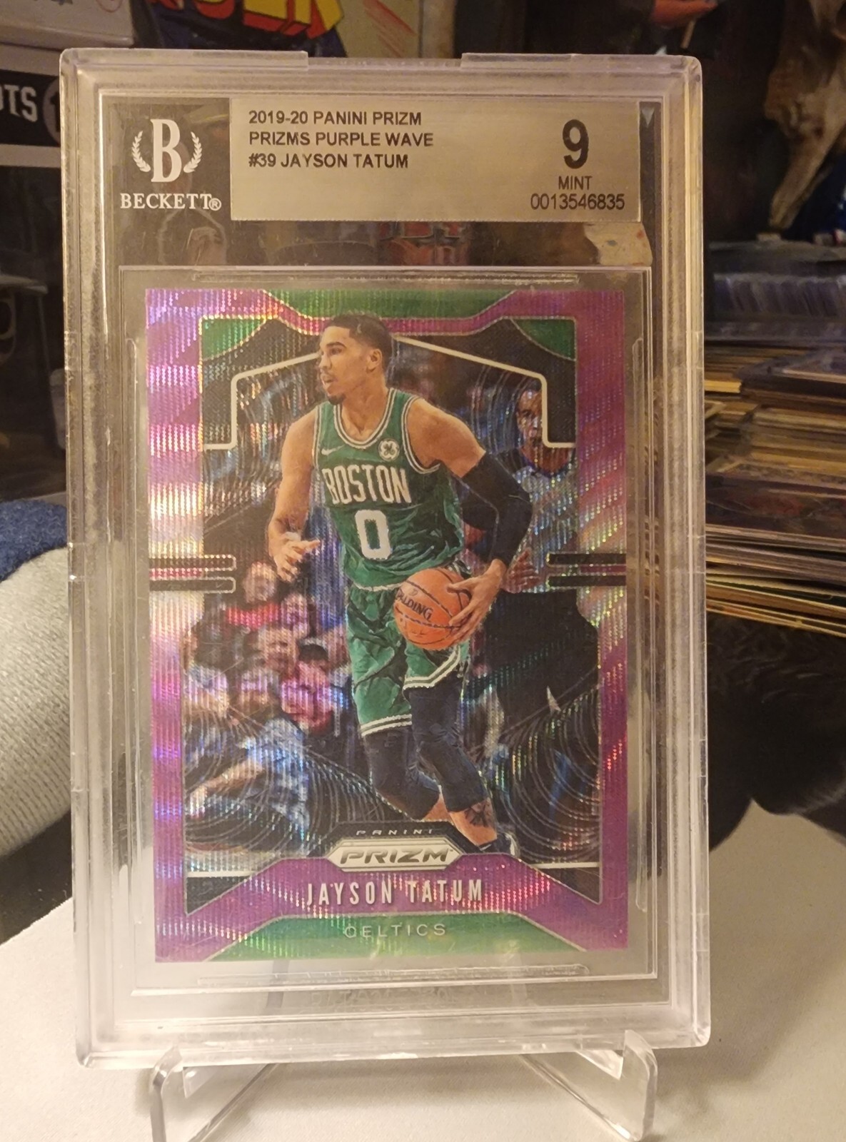 2019-20 Prizm Basketball Jayson Tatum #39 Purple Wave Beckett 9