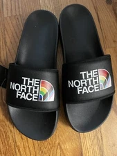 The North Face Gay Pride Slides Sandals Black Rainbow LGBTQ Flag Logo Mens Sz 11