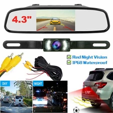 Car Backup Camera Rear View Night Vision + 4.3" LCD Mirror Monitor Kit