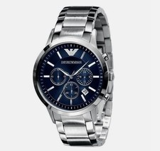 Emporio Armani Men?s Chronograph Watch Blue Dial Stainless Steel Quartz AR Full