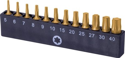 12piece Torx Bit Set S2 Alloy Steel  Titanium Nitride Coated Screwdriver Star B