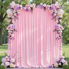 2 PCS 5x8FT Pink Backdrop Curtains Polyester Photo Fabric Drapes 10x8FT
