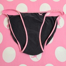 VTG VS PINK Graphic Cotton Low Rise Double String Bikini Panty Size Sm