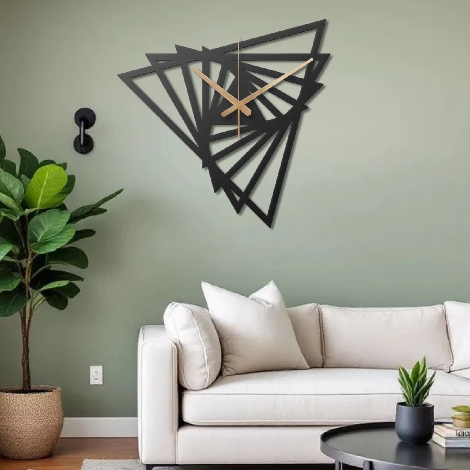 Decorivie - Triangle Metal Wall Clock – Unique Modern Wall Decor
