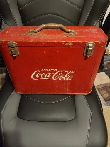 Coca-Cola Vintage Red Metal Ice Chest Cooler with Bottle Opener