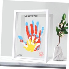 Wooden Family Handprint Kit for New Parents Gifts - Baby Safe with 6 Non white