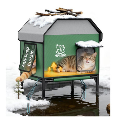Apasiri Heated Outdoor Cat House for Winter: Insulated with Heating Pad