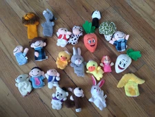 Finger Puppet LOT Duck Bunny Lion Person Man Yellow