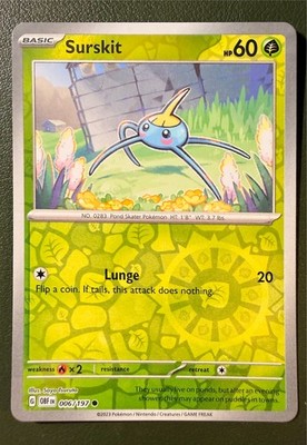 Pokemon TCG Surskit 6/197 Obsidian Flames SV3 Reverse Holo NM