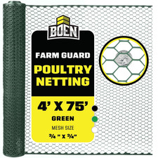 Plastic Hex Chicken Wire Mesh Temporary Fence Roll 4' x 75' - Green 