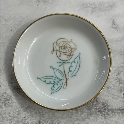 Easterling Spencerian Rose Porcelain 3  Dish  Gold Trim Floral Bavaria