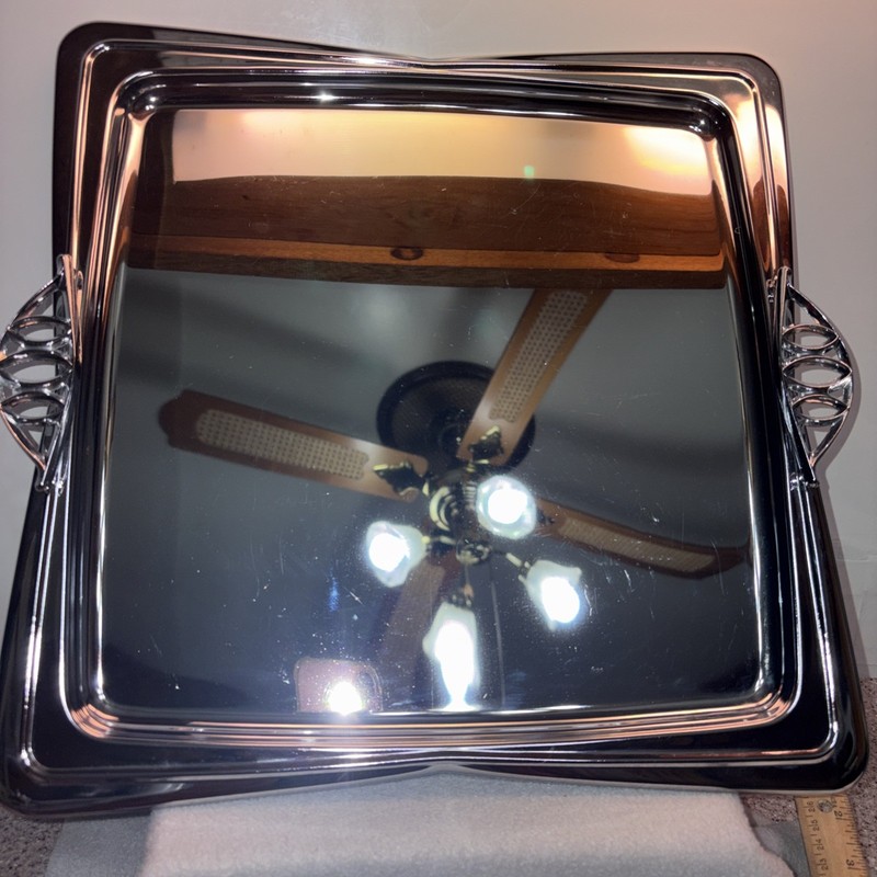 Kromex Vogue 60S Holiday Chrome Tray 15 X 15 W/Handles 16” Tiny Bit of Scuffing