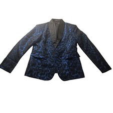 Mage Male Sz M Floral Jacquard Blazer Satin Lapel Party Jacket Statement