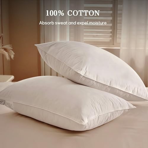 King Size Goose Down Pillows Set of 2 - Soft Luxury Bed Pillows for Side Sleeper - Afbeelding 5 van 8