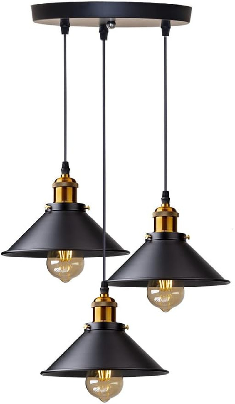 Lampadario 3 Luci Sospensione Industriale Metallo Edison Retro