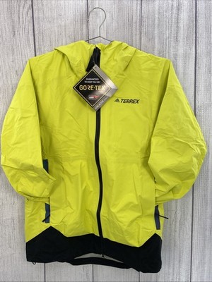 Adidas Terrex Rain Jacket Mens MEDIUM Acid Yellow Myshelter Gore-Tex Hiking