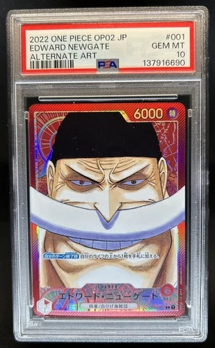 2022 One Piece Japanese Paramount War Edward Newgate Alt Art #OP02-001 PSA 10