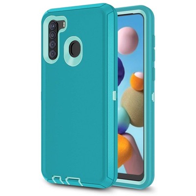 Hapitek Heavy Duty Protective Rugged Shockproof 3 in 1 Case Galaxy A21 Blue