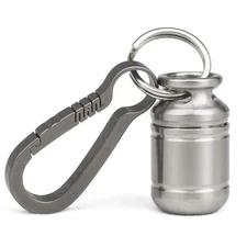 Portable Pill Cases, Metal Titanium Pill Holder Pocket Pill Box Keychain Wate...