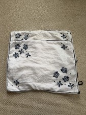 Vintage Lauren Ralph Lauren White Blue Floral Trim Embroidered Pillow Cases Sham