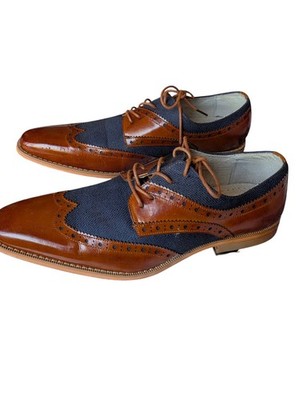 Giovanni Brown Leather Wingtip Oxfords Mens 10 Lace Up Handmade Classic Business