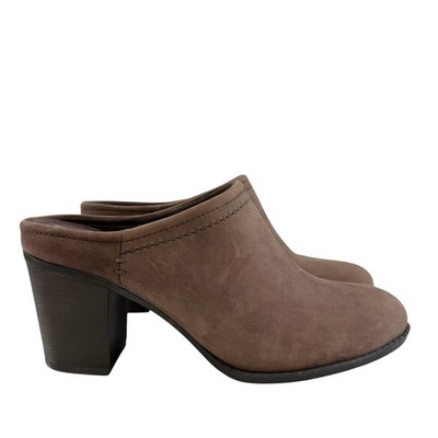 Clarks Enfield Sandy Block Heel Mule Clogs Brown Size 8.5M