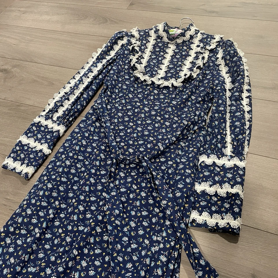 Vestido Casero De Colección Floral Pradera Casa Núcleo Encaje Espalda Cremallera Maxie Victoriano Foto 2 de 4