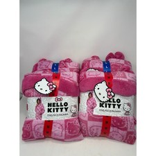 NWT Hello Kitty Fleece Hooded Jumpsuit Pink Checkered Sleepwear Adult M L