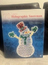 Holographic Snowman With 70  Lights. For Indoor Or Outdoor Use. New In Box.