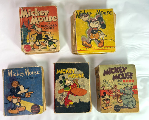 Mickey Mouse Big Little Book Lot 1933 - 1935 Walt Disney Acceptable See Video