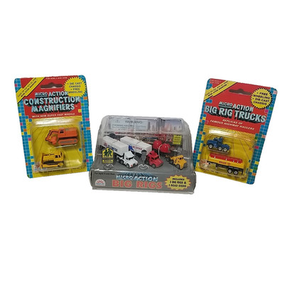 3 Vintage FunRise Micro Action - BIG RIGS / CONSTRUCTION VEHICLES - See photos