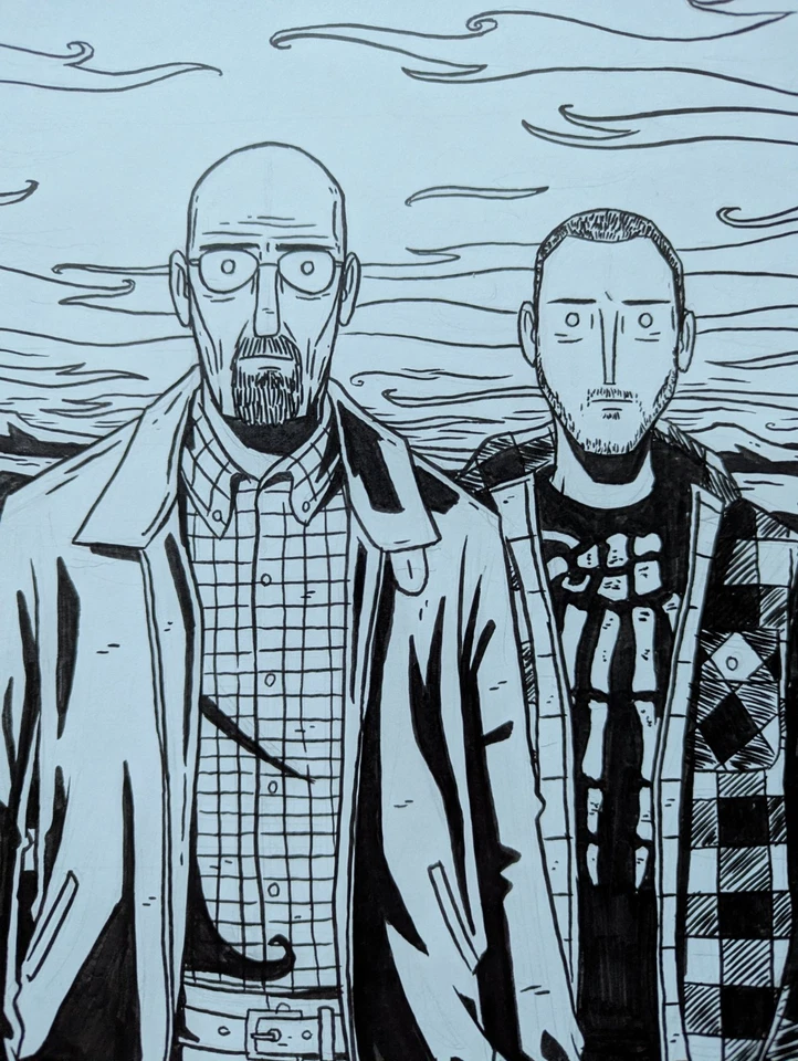 Breaking Bad - Dibujo a tinta original de Justin Madson - Arte de pared 8 x 10 único en su clase Foto 3 de 3