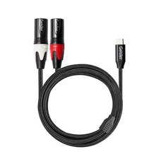 Audio Cable USB C to 2 XLR Male Cable Nylon Braid Aux Cable Low Noise 6/10/20FT