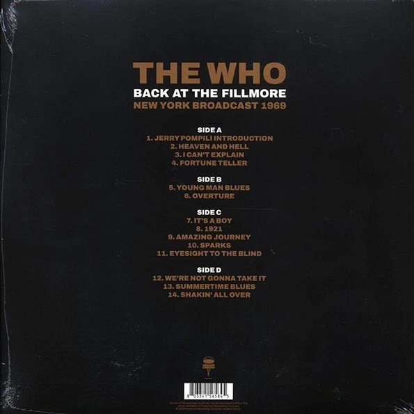 The Who Back At The Fillmore: New York Broadcast 1969 Label: Parachute 2 LPS - Image 2 of 2