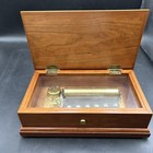 Vtg Reuge Swiss 2908 Music Box Inlaid Wood Case Glass Lid Mechanical Working -EL — photo 1