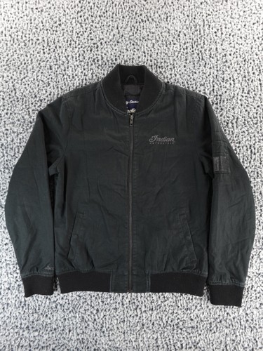 Women’s Indian Black Retro Bomber Nylon Jacket – Classic Motorcycle Style Size M