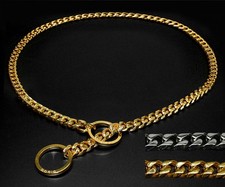Stainless Steel Chain Dog Collar Training Slip Choker Heavy Duty Rottweiler Gold