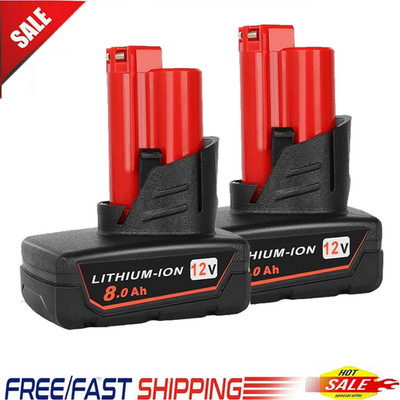 8000mAh NEW 2x Für Milwaukee M12 Akku XC 8,0 Ah Lithium 12V 48-11-2460 M12B5
