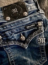 Miss Me Skinny Jeans Womens Size 30 JS5660S Dark Wash Embellished Stretch