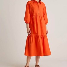 Quince Organic Cotton Colorful Bold Fun Poplin Relaxed Midi Tunic Dress [size M]