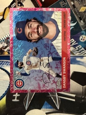 2025 Topps Chrome Platinum Dansby Swanson #86 Toile Fuchsia Shimmer /100
