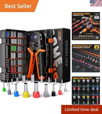 Ferrule Crimping Tool Kit for AWG 24-8, 1060 Pcs Ferrules - Pro Quality
