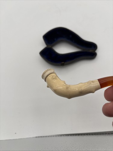 Ancienne branche de pipe en écume de mer style cactus avec étui tige cataline 4" - Photo 3/10